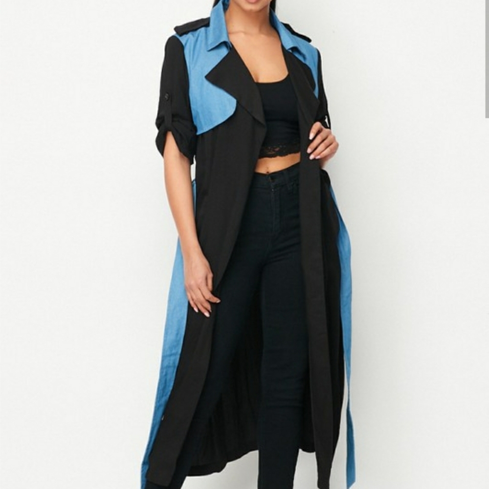 Trench style coat or wrapped dress.
